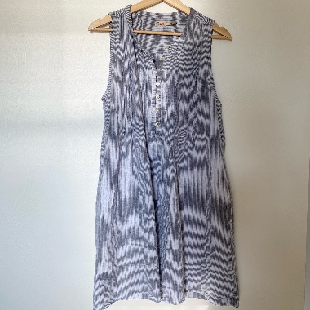 Faherty Light Blue Striped Dress